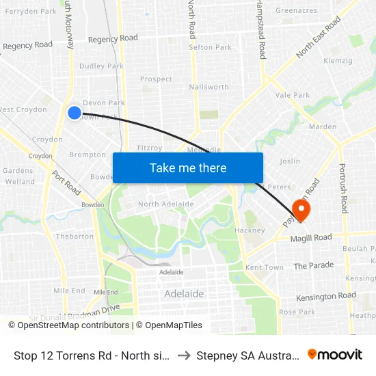 Stop 12 Torrens Rd - North side to Stepney SA Australia map
