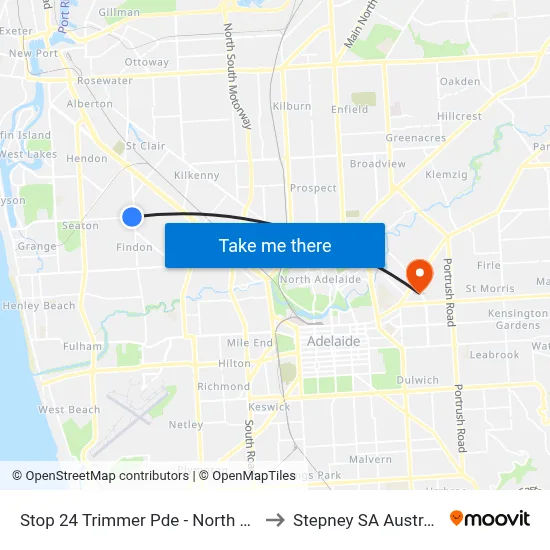 Stop 24 Trimmer Pde - North side to Stepney SA Australia map