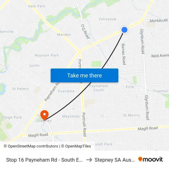 Stop 16 Payneham Rd - South East side to Stepney SA Australia map