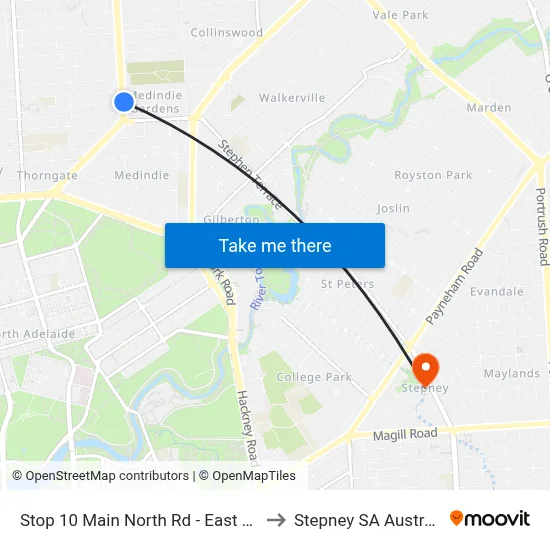 Stop 10 Main North Rd - East side to Stepney SA Australia map