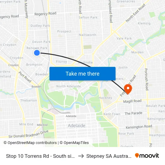 Stop 10 Torrens Rd - South side to Stepney SA Australia map