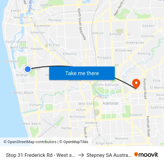 Stop 31 Frederick Rd - West side to Stepney SA Australia map