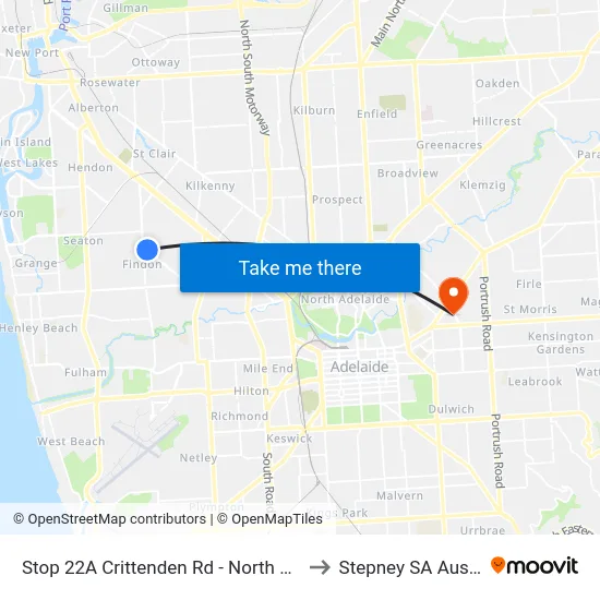 Stop 22A Crittenden Rd - North East side to Stepney SA Australia map