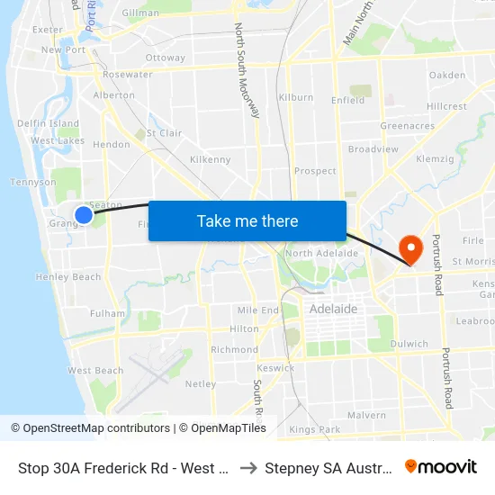 Stop 30A Frederick Rd - West side to Stepney SA Australia map