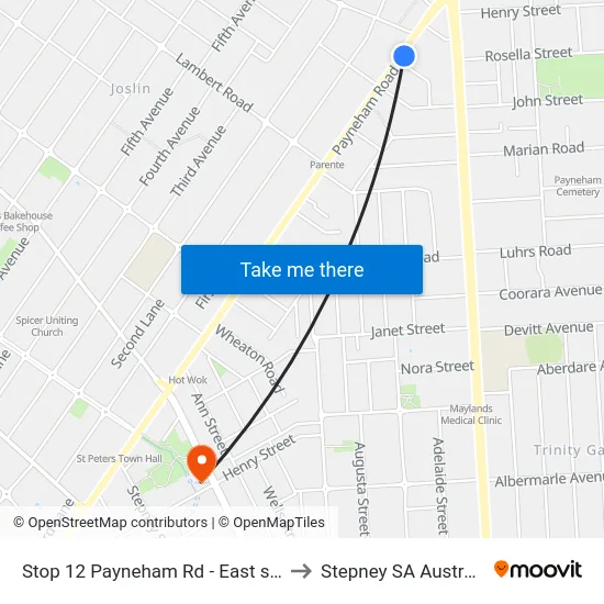 Stop 12 Payneham Rd - East side to Stepney SA Australia map