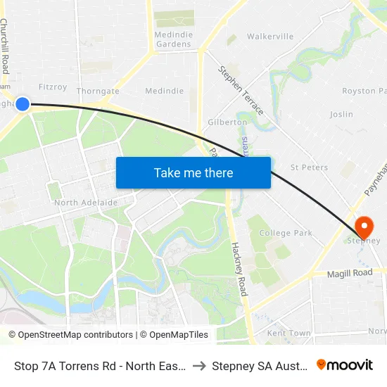 Stop 7A Torrens Rd - North East side to Stepney SA Australia map