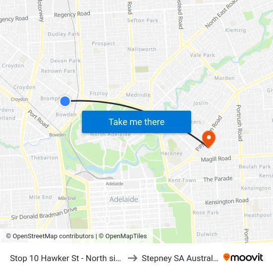Stop 10 Hawker St - North side to Stepney SA Australia map