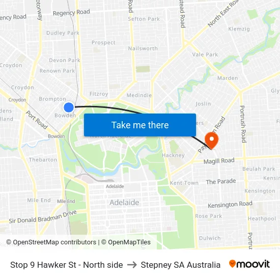 Stop 9 Hawker St - North side to Stepney SA Australia map