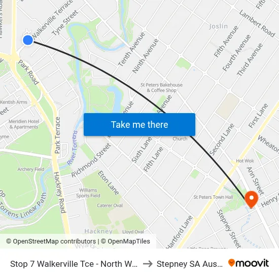 Stop 7 Walkerville Tce - North West side to Stepney SA Australia map