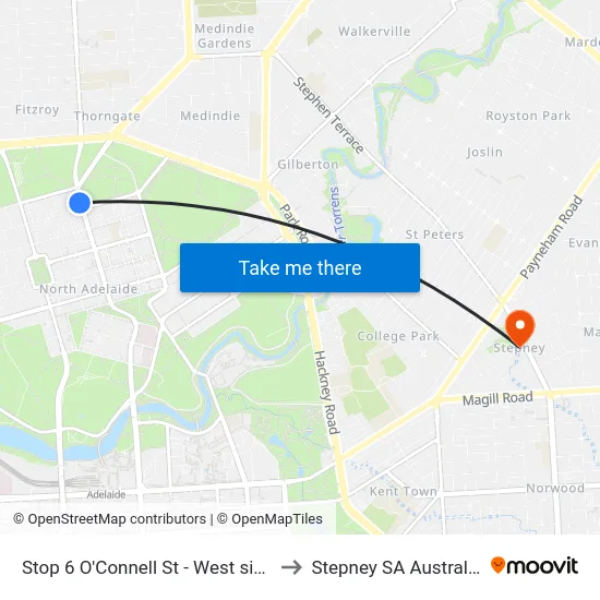 Stop 6 O'Connell St - West side to Stepney SA Australia map