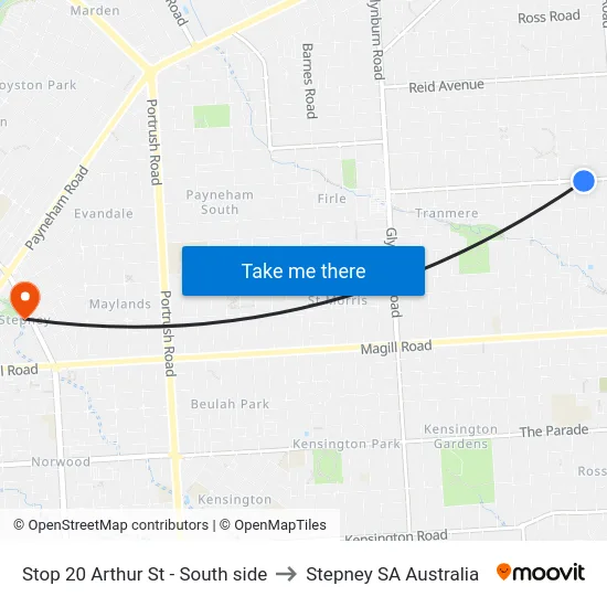 Stop 20 Arthur St - South side to Stepney SA Australia map