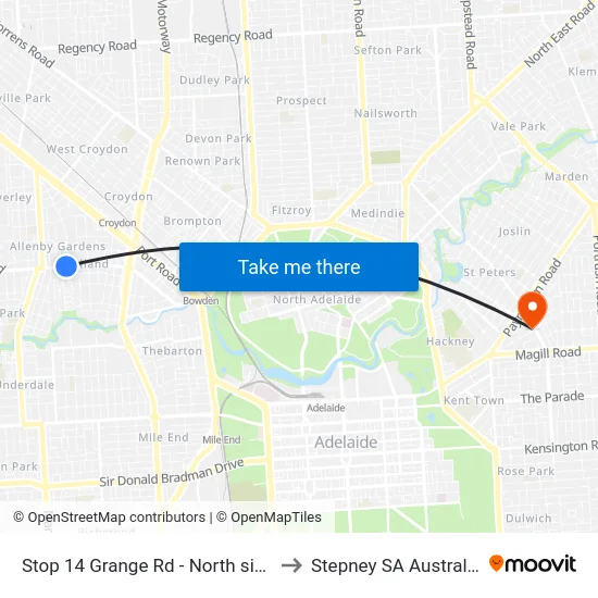 Stop 14 Grange Rd - North side to Stepney SA Australia map