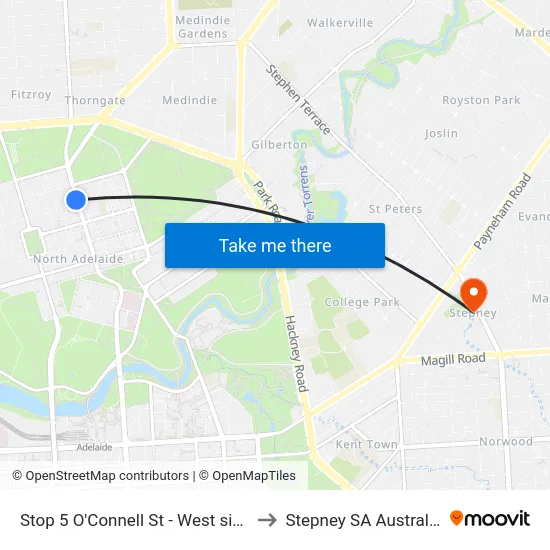 Stop 5 O'Connell St - West side to Stepney SA Australia map