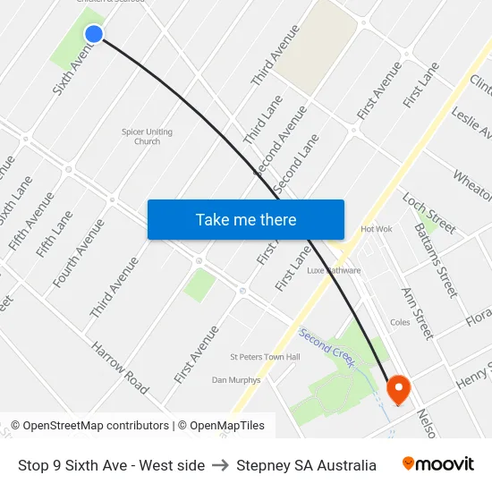 Stop 9 Sixth Ave - West side to Stepney SA Australia map