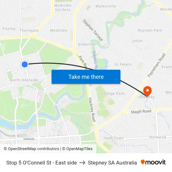 Stop 5 O'Connell St - East side to Stepney SA Australia map