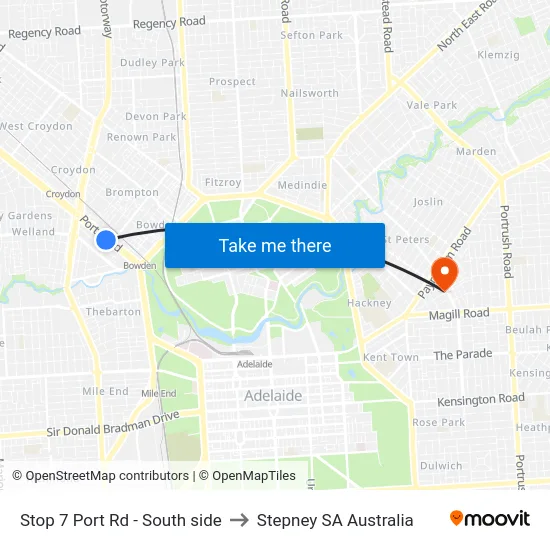 Stop 7 Port Rd - South side to Stepney SA Australia map