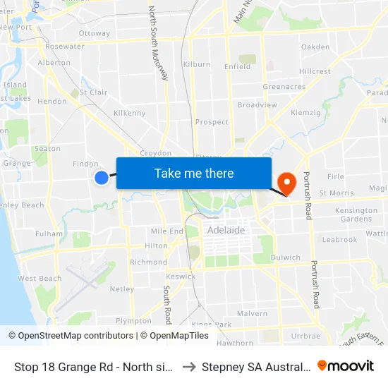 Stop 18 Grange Rd - North side to Stepney SA Australia map