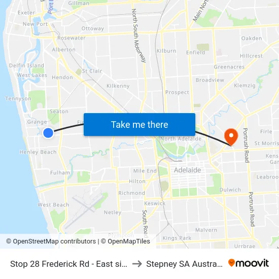 Stop 28 Frederick Rd - East side to Stepney SA Australia map