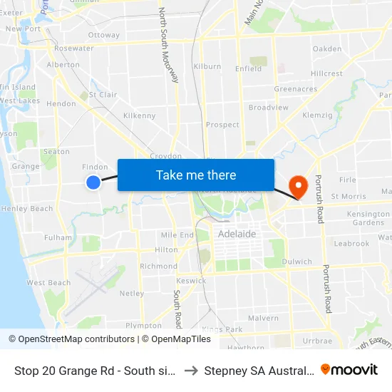 Stop 20 Grange Rd - South side to Stepney SA Australia map