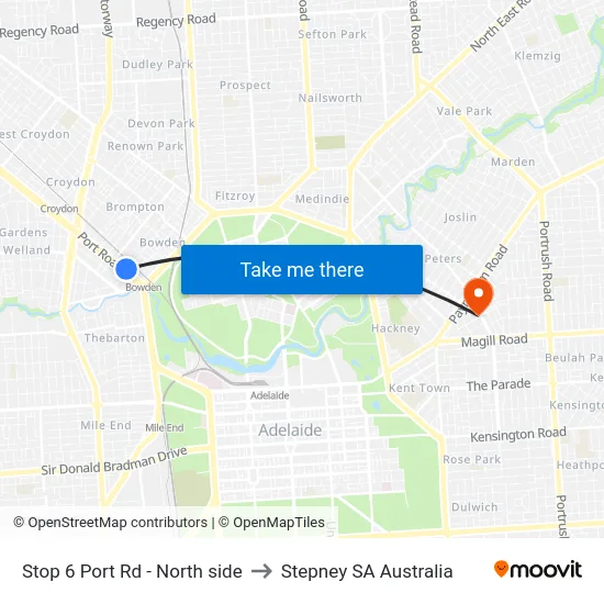 Stop 6 Port Rd - North side to Stepney SA Australia map