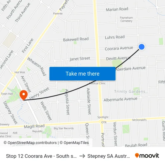 Stop 12 Coorara Ave - South side to Stepney SA Australia map