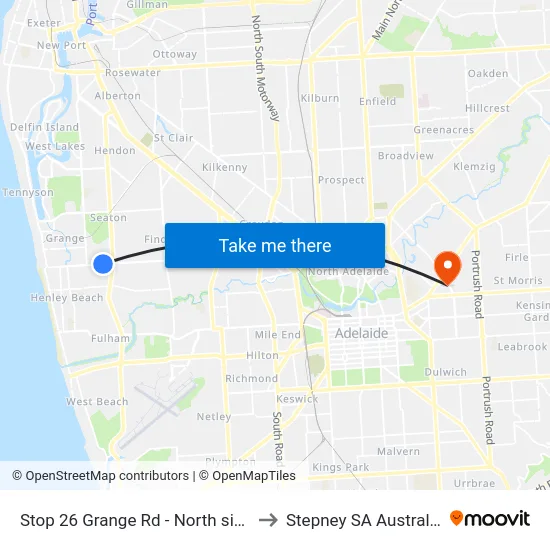 Stop 26 Grange Rd - North side to Stepney SA Australia map