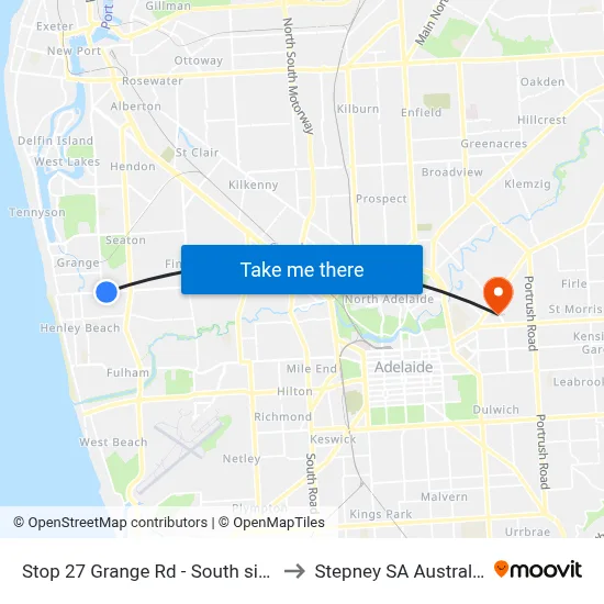 Stop 27 Grange Rd - South side to Stepney SA Australia map