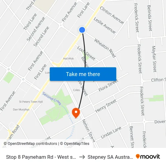 Stop 8 Payneham Rd - West side to Stepney SA Australia map