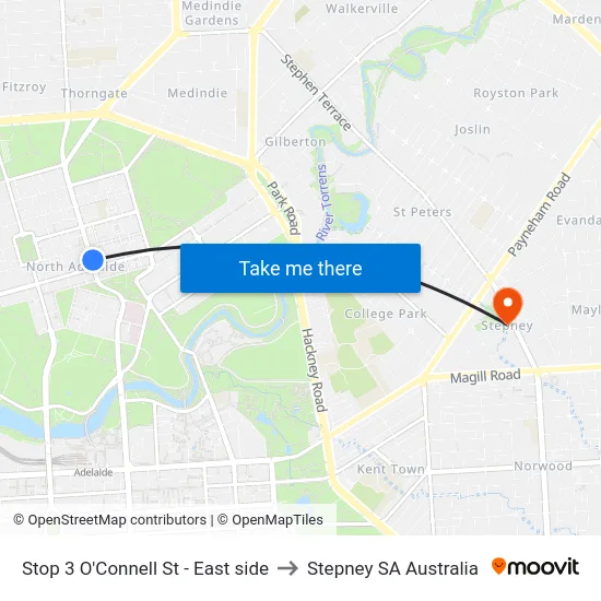 Stop 3 O'Connell St - East side to Stepney SA Australia map