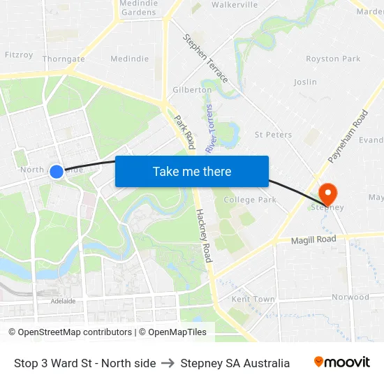 Stop 3 Ward St - North side to Stepney SA Australia map
