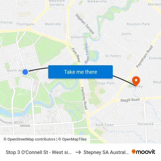 Stop 3 O'Connell St - West side to Stepney SA Australia map