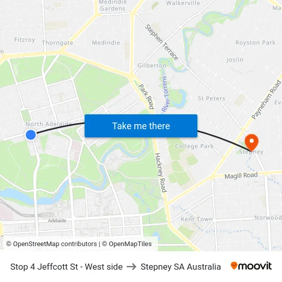 Stop 4 Jeffcott St - West side to Stepney SA Australia map