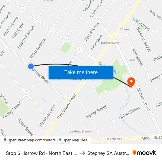 Stop 6 Harrow Rd - North East side to Stepney SA Australia map