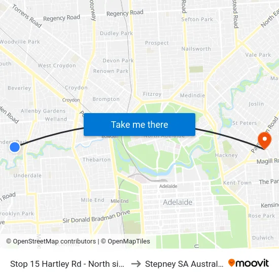 Stop 15 Hartley Rd - North side to Stepney SA Australia map