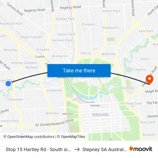 Stop 15 Hartley Rd - South side to Stepney SA Australia map