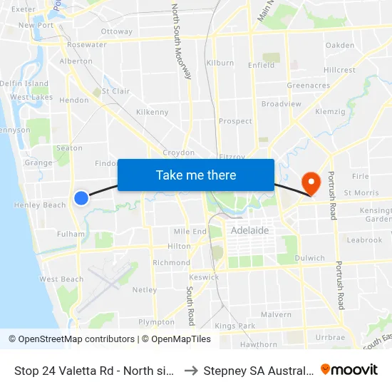 Stop 24 Valetta Rd - North side to Stepney SA Australia map