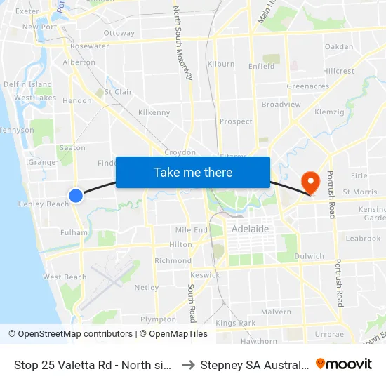 Stop 25 Valetta Rd - North side to Stepney SA Australia map
