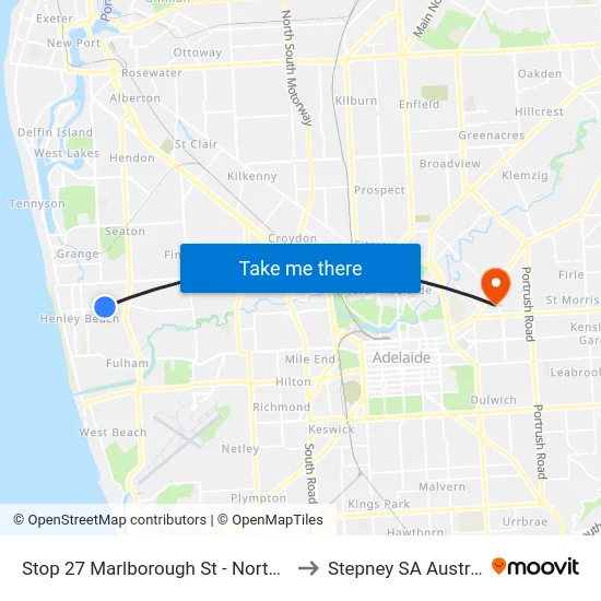 Stop 27 Marlborough St - North side to Stepney SA Australia map