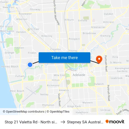 Stop 21 Valetta Rd - North side to Stepney SA Australia map