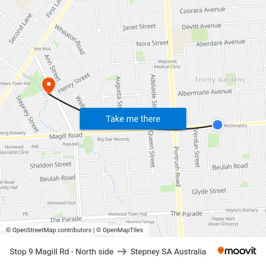 Stop 9 Magill Rd - North side to Stepney SA Australia map