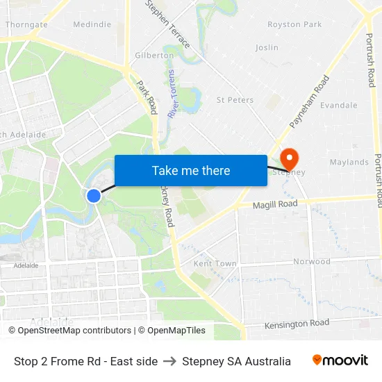 Stop 2 Frome Rd - East side to Stepney SA Australia map