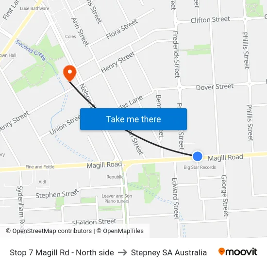 Stop 7 Magill Rd - North side to Stepney SA Australia map