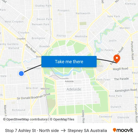 Stop 7 Ashley St - North side to Stepney SA Australia map