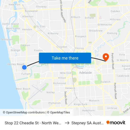 Stop 22 Cheadle St - North West side to Stepney SA Australia map