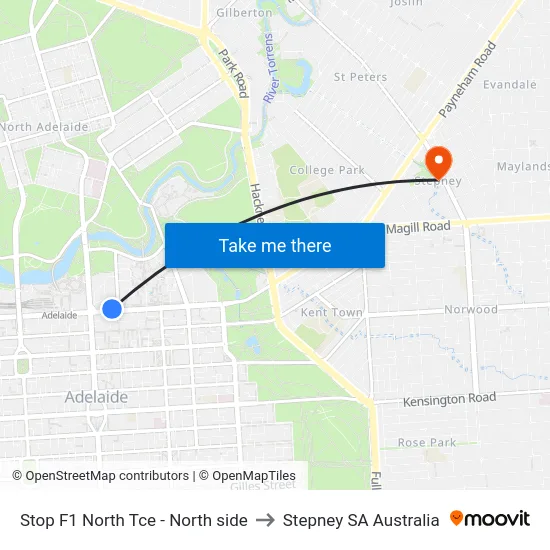 Stop F1 North Tce - North side to Stepney SA Australia map