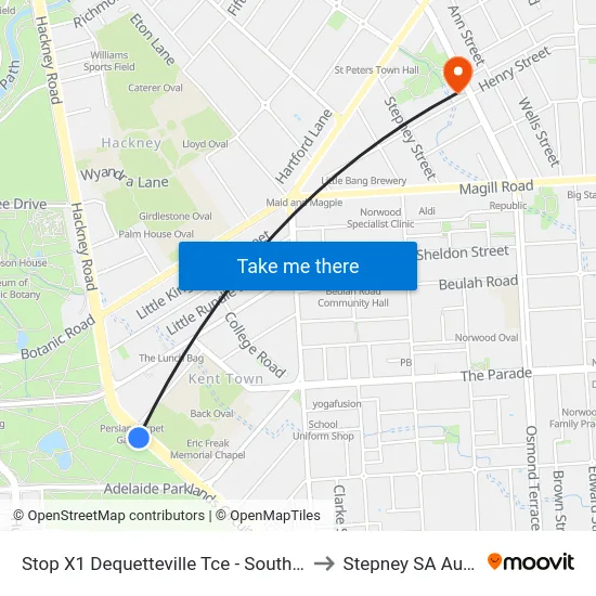 Stop X1 Dequetteville Tce - South West side to Stepney SA Australia map