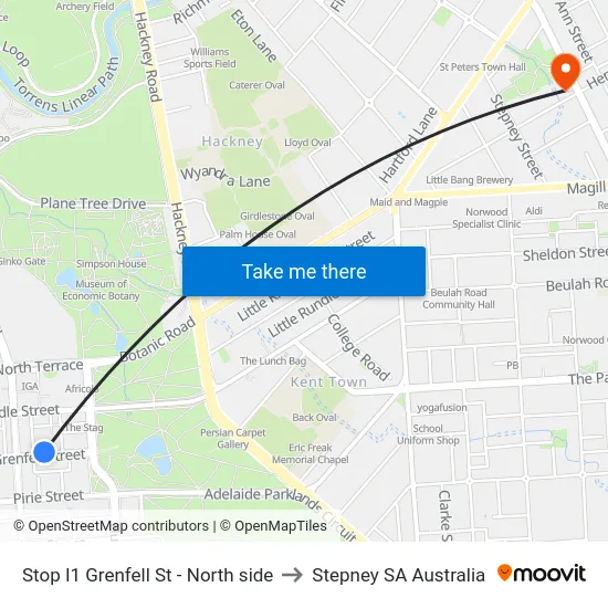 Stop I1 Grenfell St - North side to Stepney SA Australia map