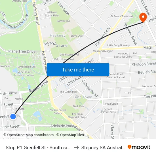 Stop R1 Grenfell St - South side to Stepney SA Australia map