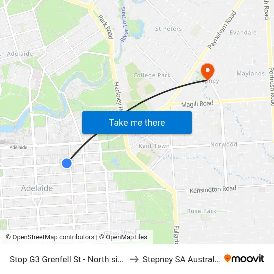 Stop G3 Grenfell St - North side to Stepney SA Australia map