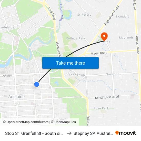 Stop S1 Grenfell St - South side to Stepney SA Australia map